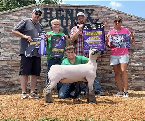  Tate Beard  
Grand Champion Market Lamb 
2026 Henry County Fair 
Bred by Prunty Dyer