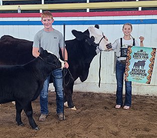   Keely Bredensteiner   
Reserve Champion 4-H/FFA Division cow-calf pair  
2023 Missouri State Fair  
Bred by SKK Cattle Company