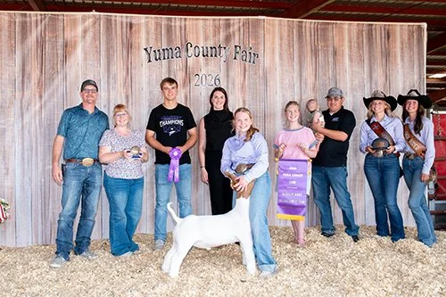  Kaycee Clark  
Grand Champion Market Goat 
2026 Yuma County Fair 
Bred by Keiss