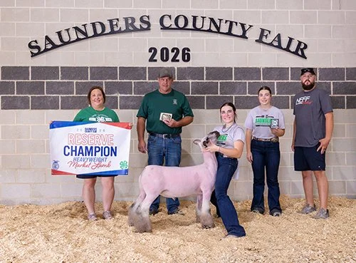 Erika Donahue  
Reserve Champion Heavyweight Market Lamb 
2026 Saunders County Fair 