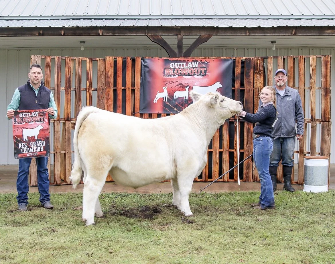   Marly Cramer   
Reserve Grand Steer 
2025 Outlaw Blowout 
Bred by Fouch Show Cattle