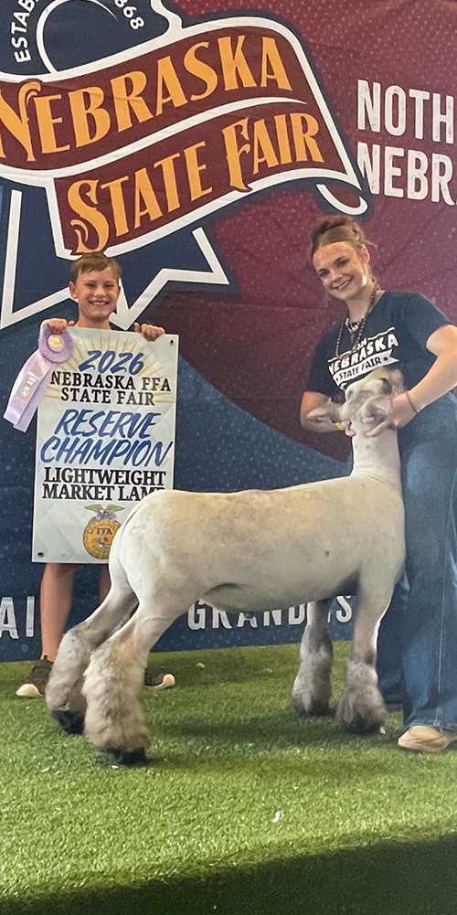  Emilee Olson  
Reserve Lightweight Market Lamb 
2026 Nebraska State Fair 
Bred by Allen/Newcomb