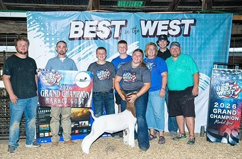 Brooke Booth  
Grand Champion Market Goat 
2026 Best in the West 
Bred by Ahrendsen Livestock
