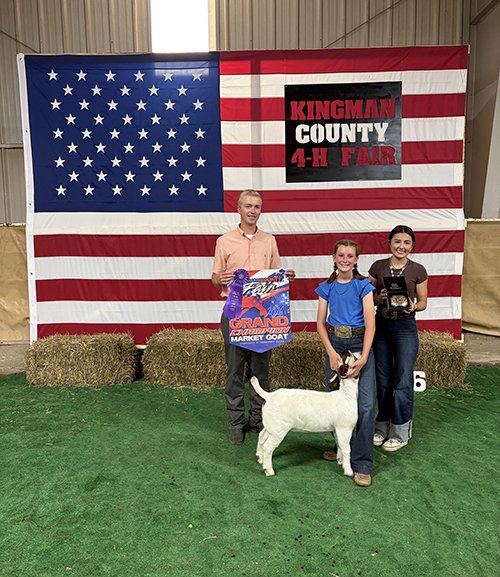  Braelyn Baringer  
Grand Champion Market Goat 
2026 Kingman County Fair 
Bred by Foraker Goats
