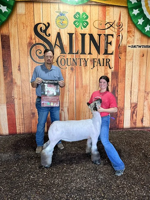  Lexi McCaffree  
Grand Champion Market Lamb 
2026 Saline County Fair 
Bred by Hassebrook Show Lambs