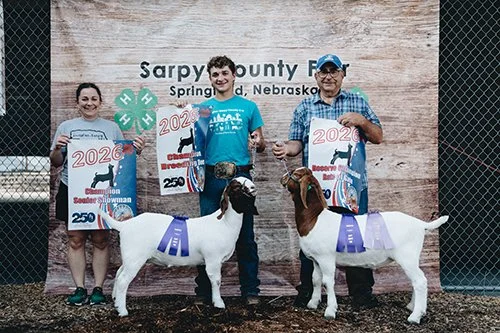  Drew Luethje  
Reserve Rate of Gain 
Champion Senior Showman 
Champion Breeding Doe 
2026 Sarpy County Fair 
