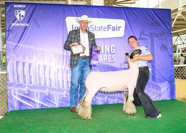  Gabby Kampen  
Champion Yearling Ewe 
2025 Iowa State Fair FFA Show 
Bred by Kampen Show Stock