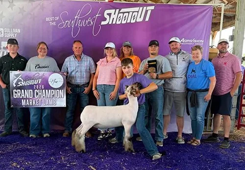  Jackson Fisher  
Grand Champion Market Lamb 
2026 Best of the Southwest Shootout 
Bred by Dial Showstock
