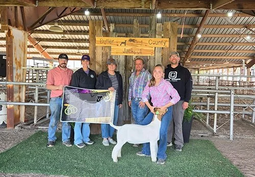   Jorja Beeman  
Reserve Champion Market Goat 
2026 Black Gold Spring Show 
Bred by Oak Creek