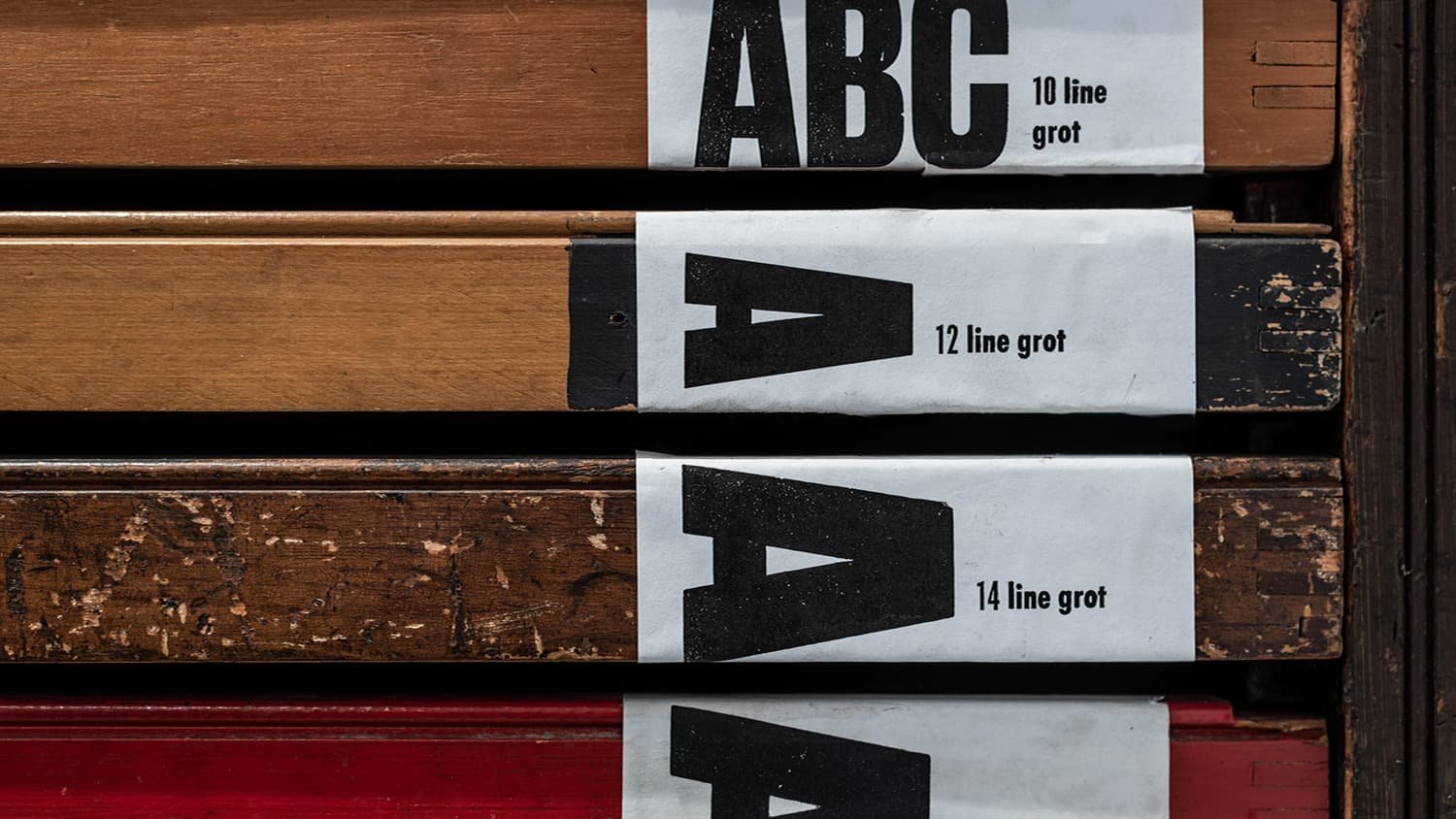  Wood type case labels 