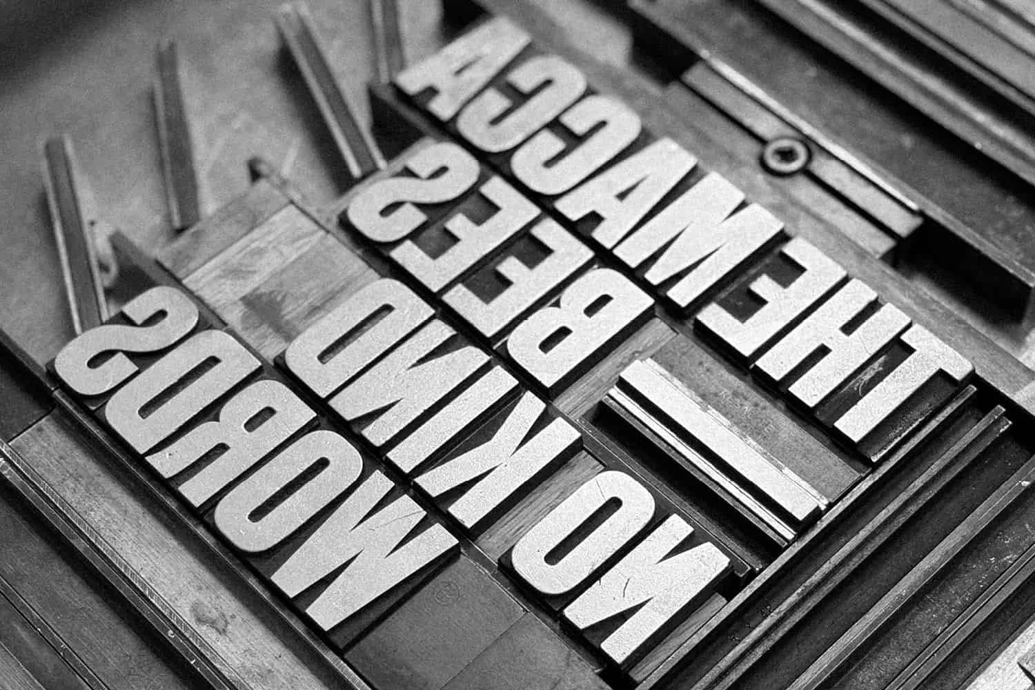 Wood type on press for The Maccabees record cover