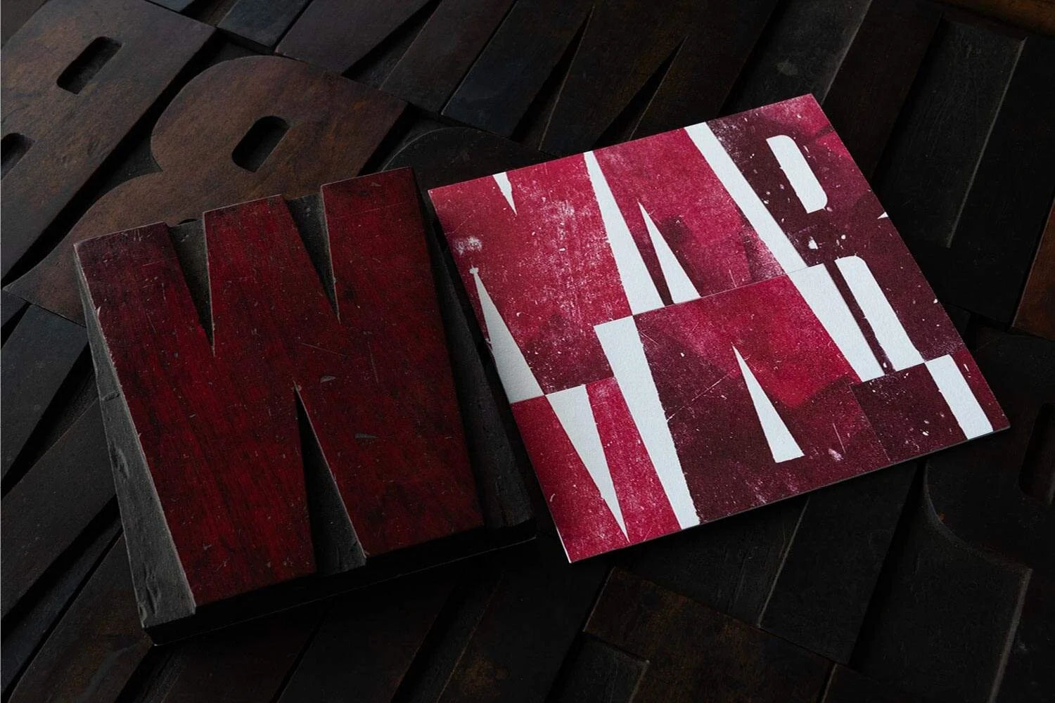 The Cure record sleeve design shown with the wood type used. 