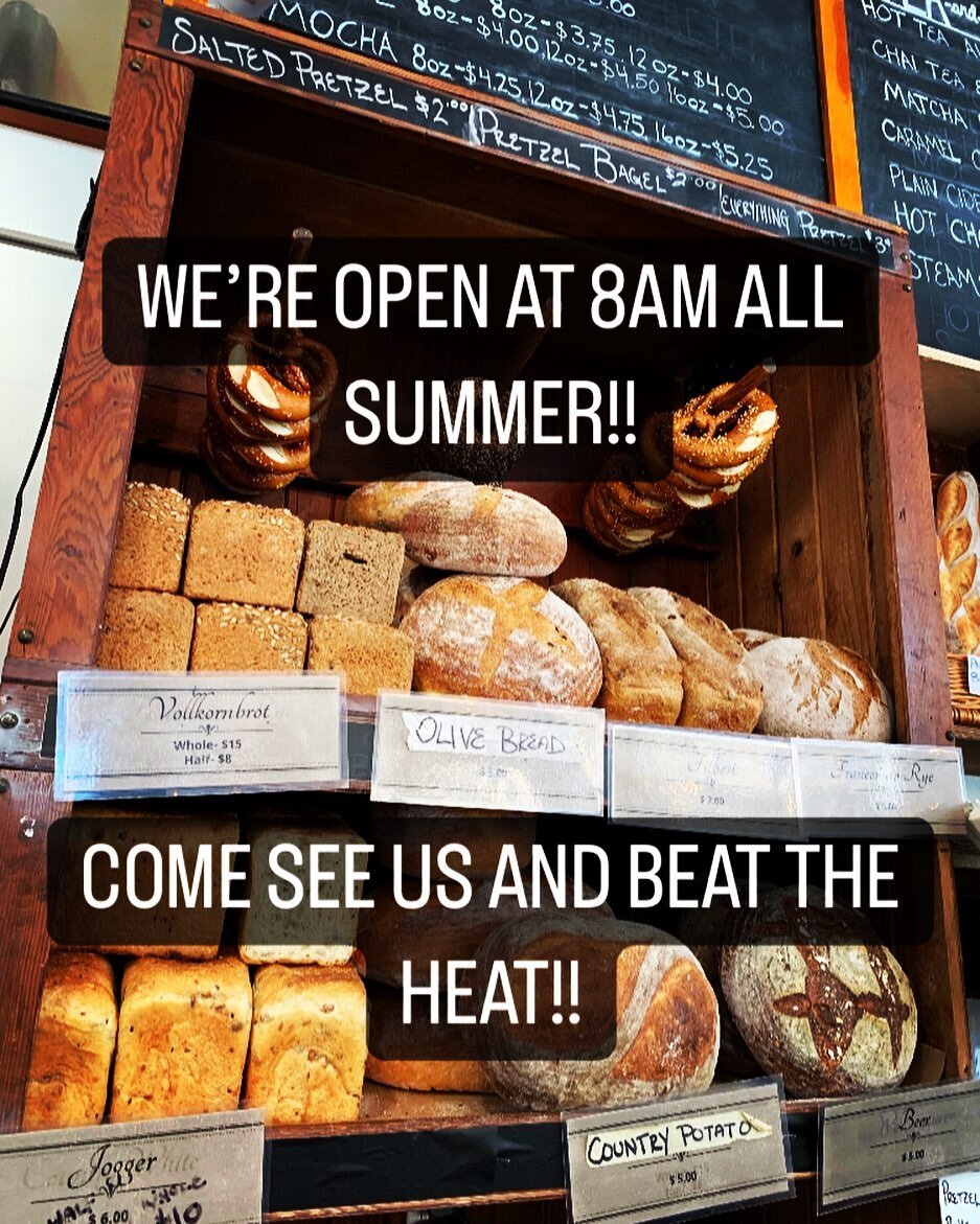 NEW HOURS!! That&rsquo;s right, we are open 8-1 Wednesday-Sunday this summer! Come see us and grab some coffee and treats before you head out on your weekend adventure!!
 #pdxbread#pdxpastry#fressenartisanbakery#pdxfoodie#pdxfood#pdxeater#travelportl