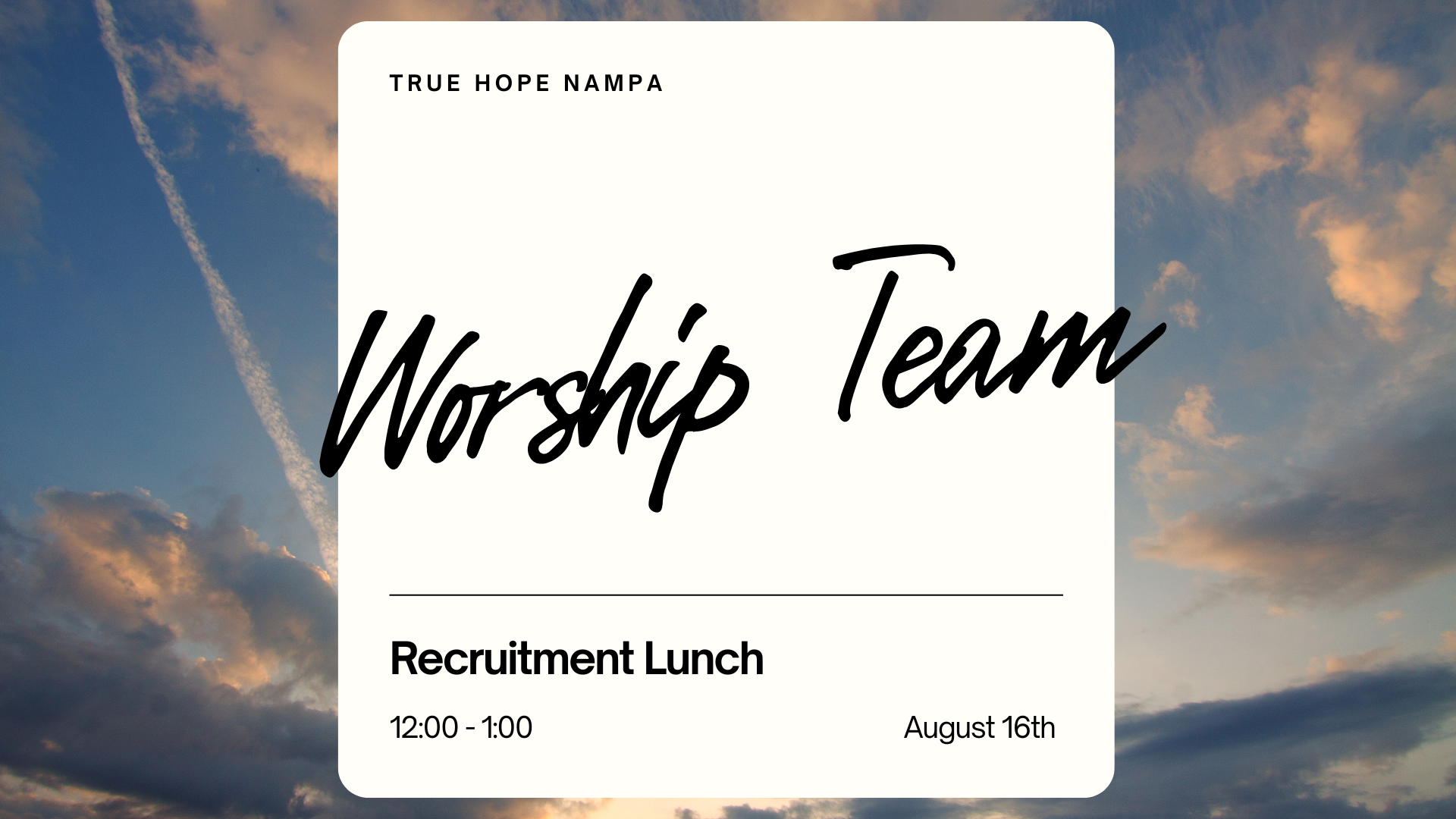 Worship Team Recruitment Lunch