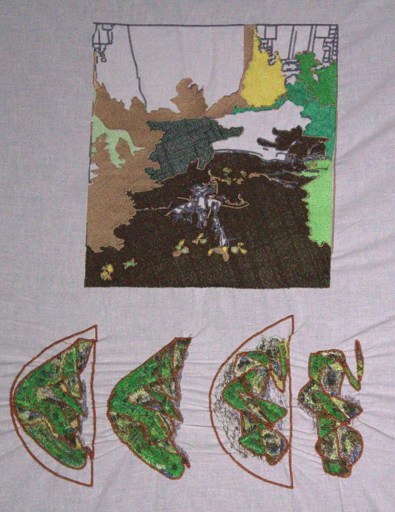 Roots reference image from site and Seating Pattern 1:10 created using CAD Embroidery and Hand Embroidery 