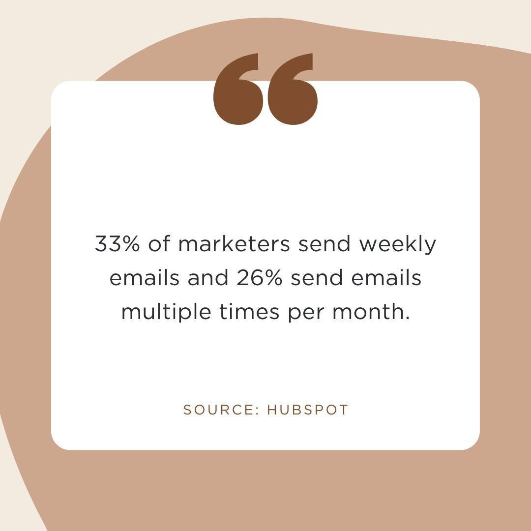 A recent (2022) email marketing statistic &quot;33% of marketers send weekly emails and 26% send emails multiple times per month.&quot; Source: @Hubspot - How often do you send your audience email marketing material? Weekly, Monthly, Quarterly, Never