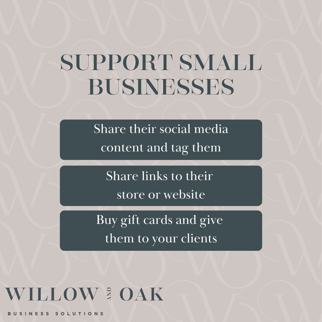 Three easy &amp; simple ways you can support small businesses this holiday season: 
📲 Share their social media content on your page or post about their business and tag them
💻  Share links to their website, shop or social media in your marketing, i