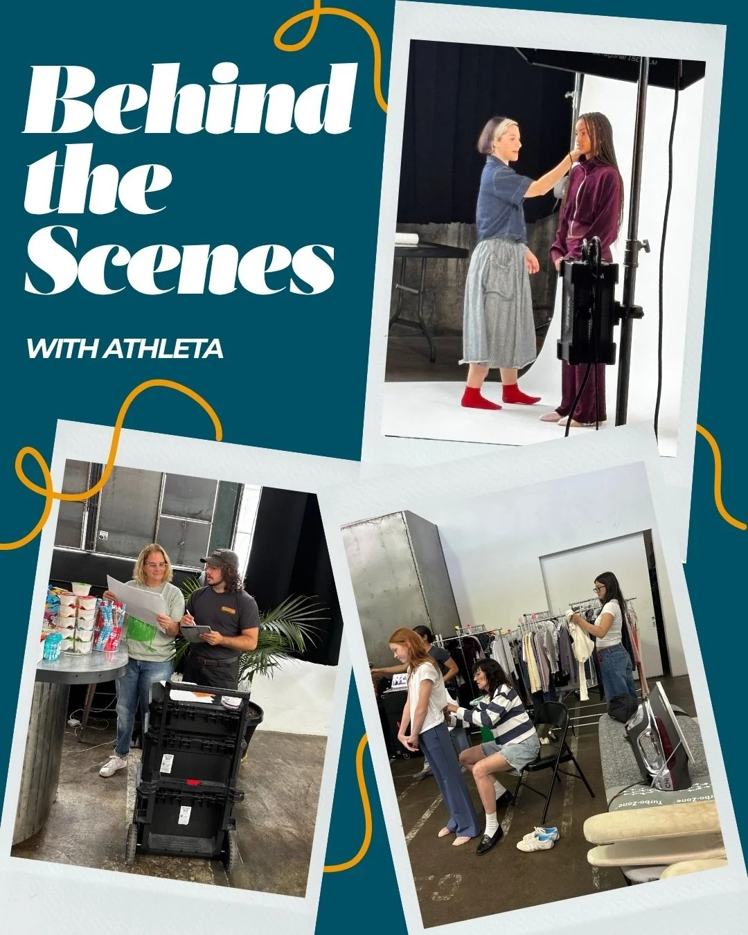 On-set with @Athleta is always a good time! A few behind-the-scenes snapshots of our lovely LuLu &amp; Blackbird team, alongside one of our absolute favorites, Athleta producer Ann Badaglia, who always brings the party 📸

Producer: @badanglia
Blackb