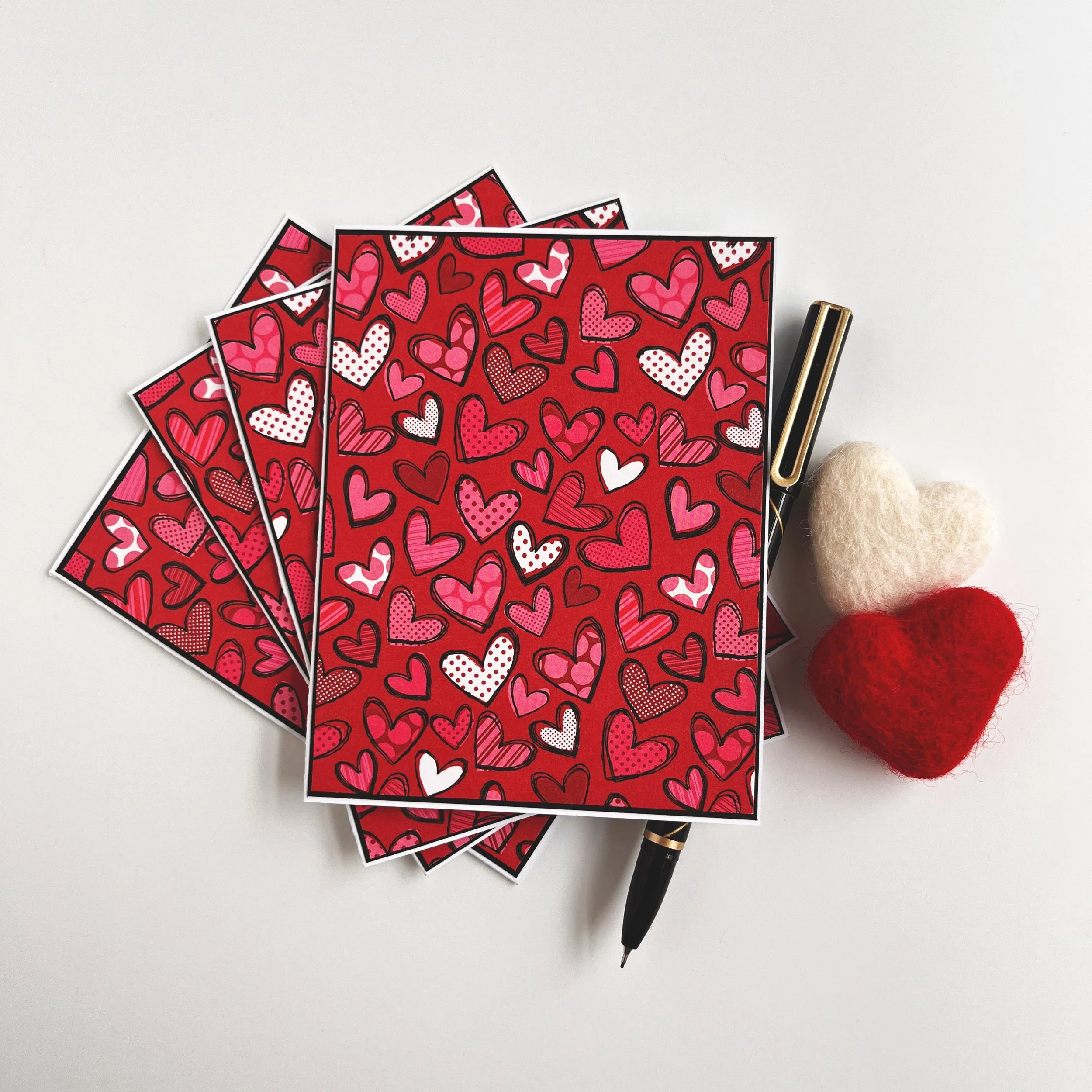 Red, Black, and White Hearts