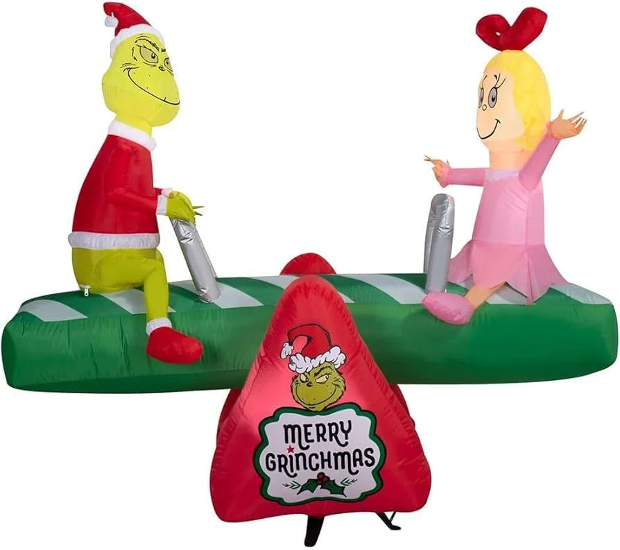 5.5ft Animated Grinch And Cindy Lou Who On Teeter Totter