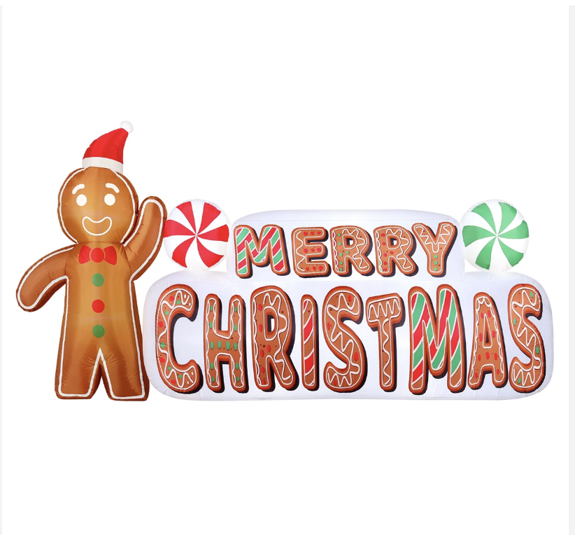 8.5ft Gingerbread man with Sign