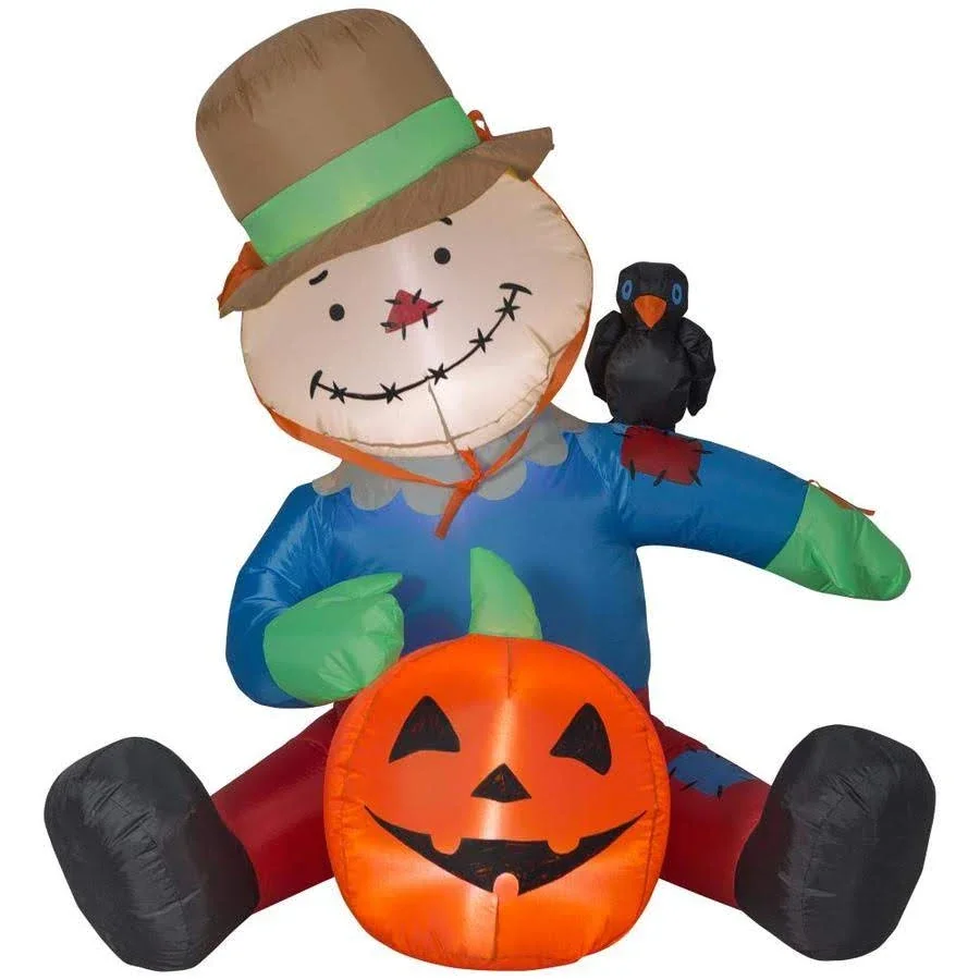 4ft scarecrow with pumpkin and crow