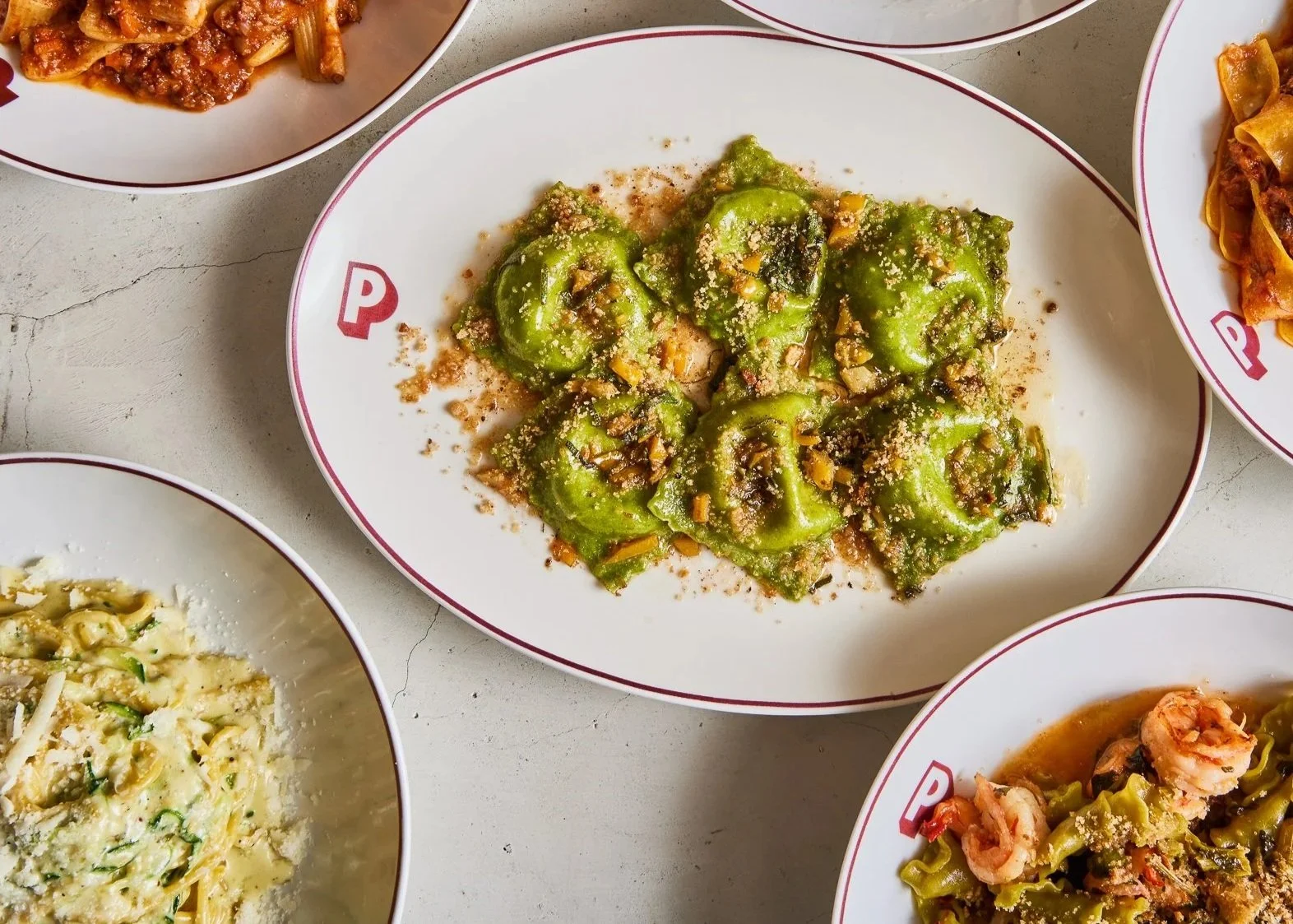 spinach ravioli on a plate