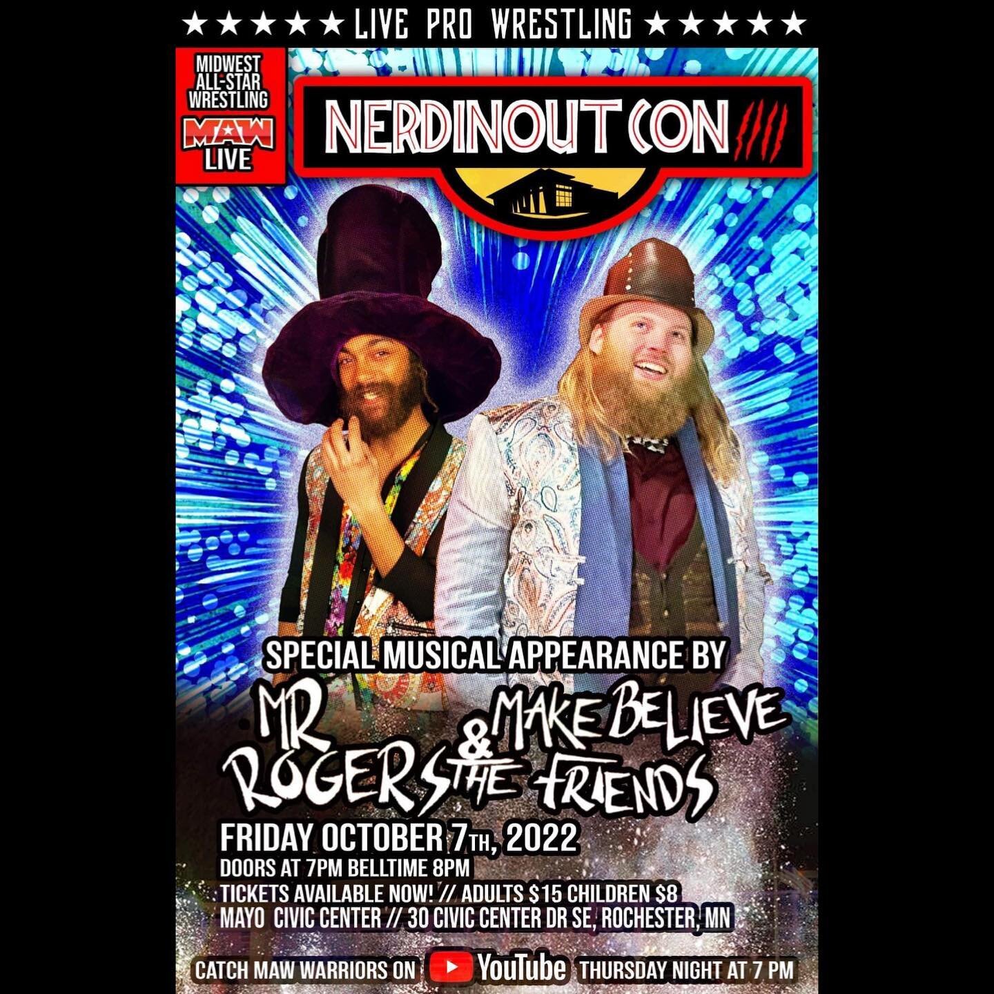 Yesss! This Friday Oct 7th I will be performing with my band @mrrogersmakebelievefriends during @mw_allstar live at @nerdinout_com Con! We will be rockin some tunes and supporting my amazing tag partners in The Schoolhouse of Rock &amp; Roll @leonard