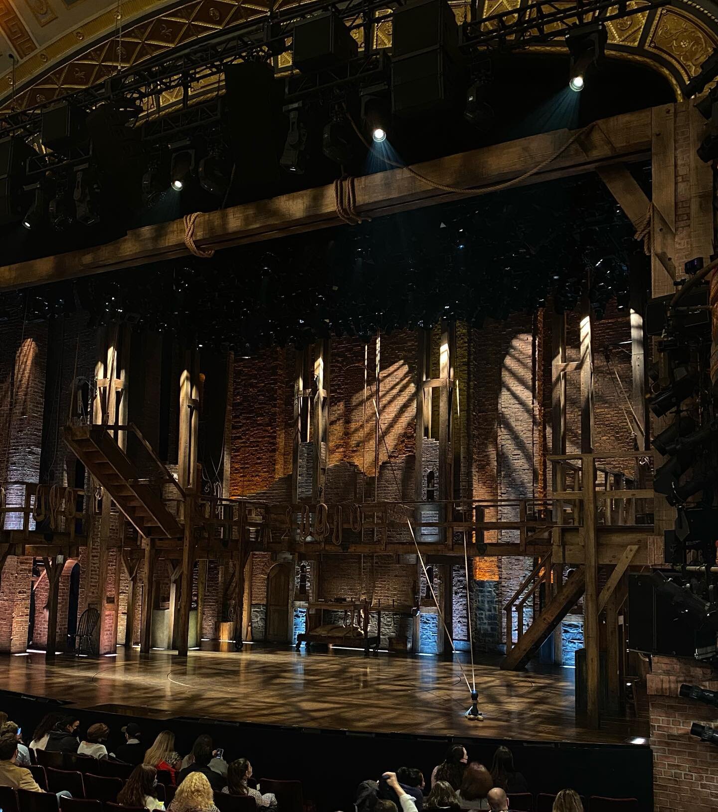 Night out to see Hamilton once again with beautiful and expressive lighting by the late Howell Binkley. Love this show #hamiltonmusical #broadway #lightingdesign
