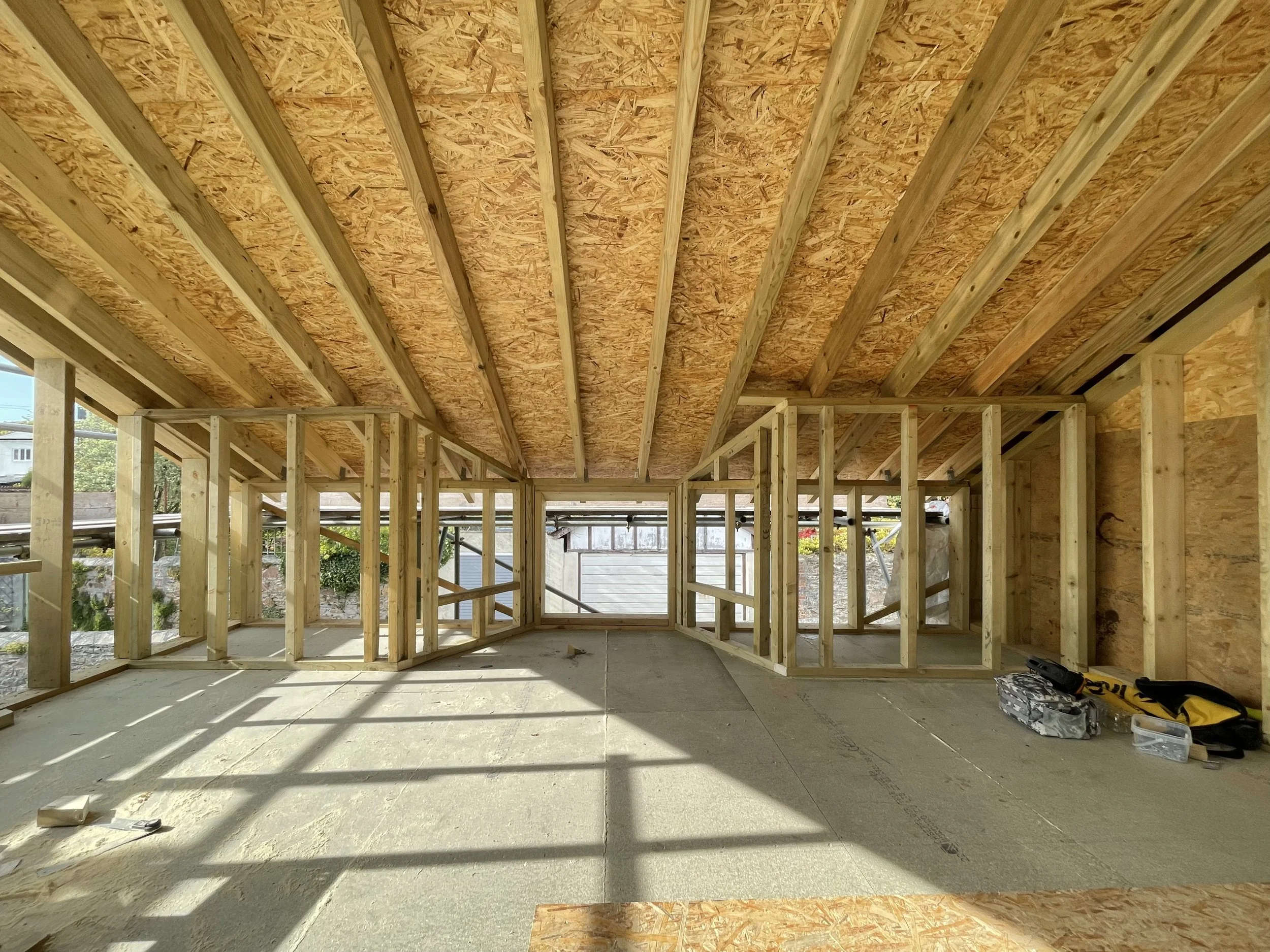 Timber framed building built for a high end cinema and studio. We carried out all works from the concrete base to the pitched roof. 