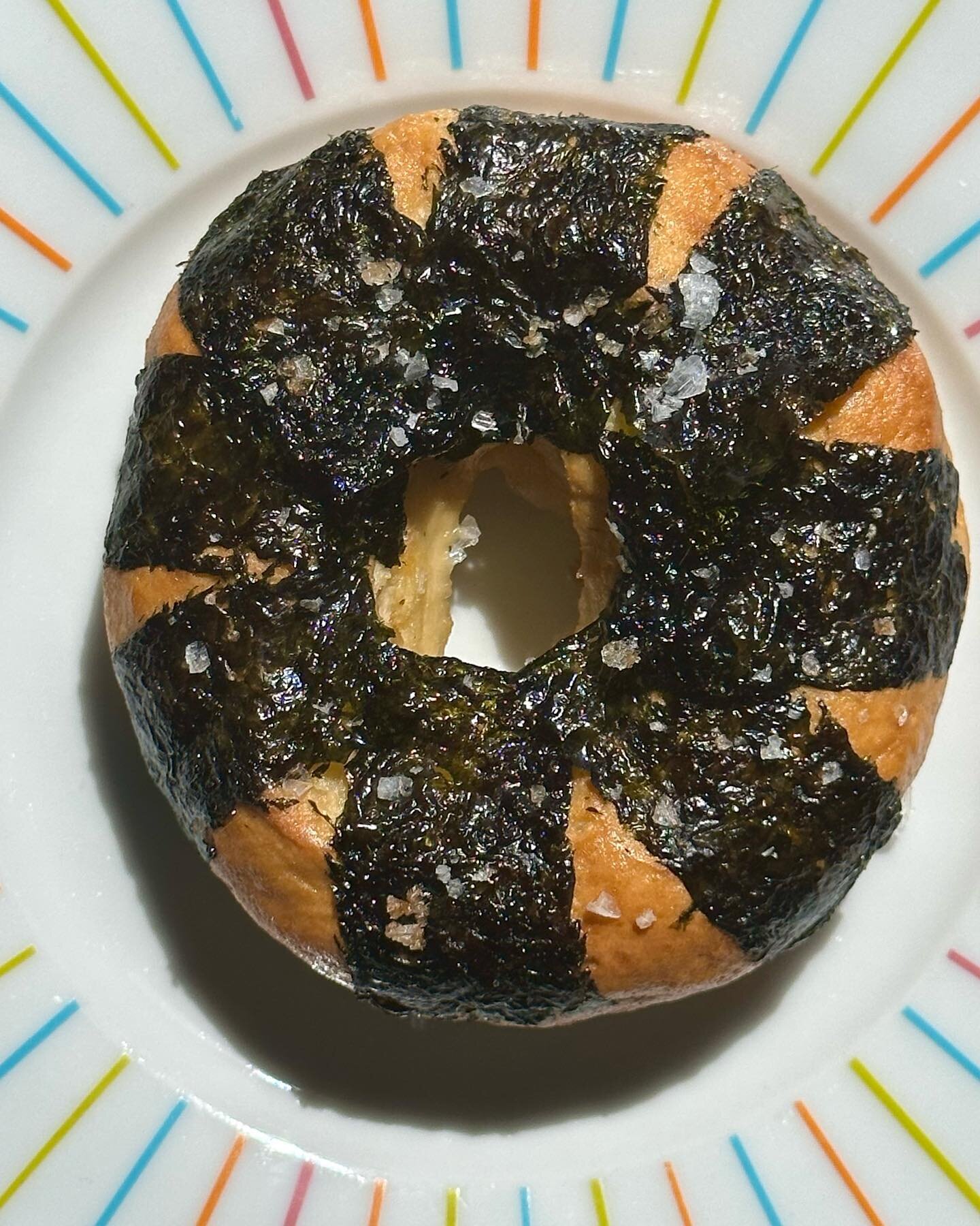 From the test kitchen: gluten-free nori bagel with flake salt.

I took a first stab at these this past weekend for the @morrobaymainstfarmersmarket. I&rsquo;m thinking it might be cool to add a couple dabs of wasabi paste, too, and maybe fold some pi