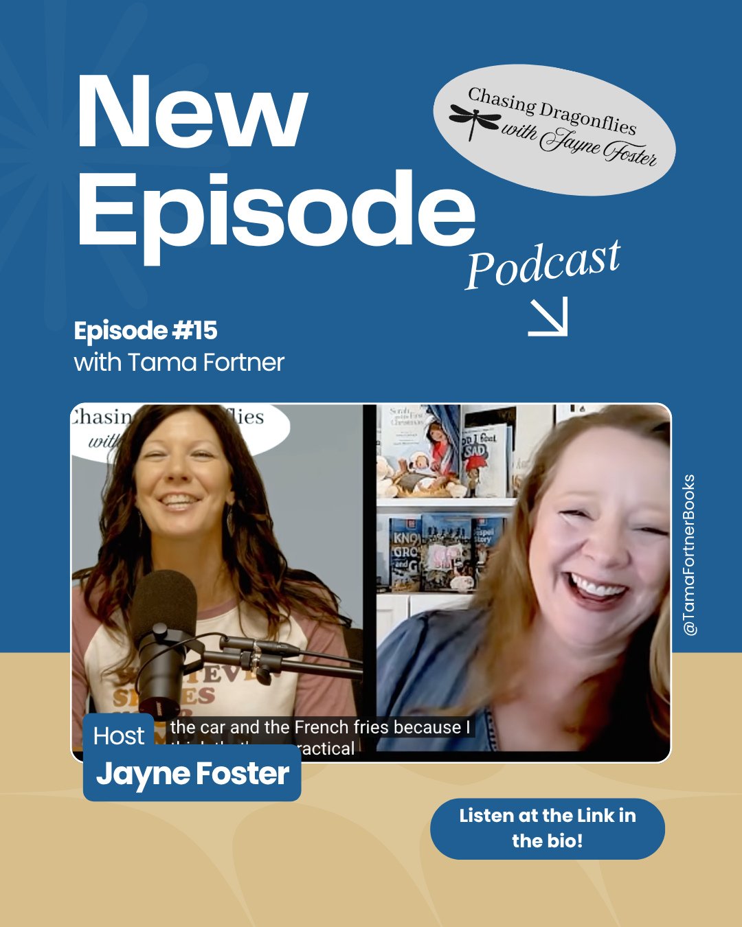 I hope you'll check out this podcast with Jayne Foster of Chasing Butterflies.⁠
⁠
We talk all things books, kids, mamas, Serah . . . and French fries!⁠
⁠
And, as you can see, we shared lots of laughs along the way. Link is in the bio! Caption⁠
⁠
@jay