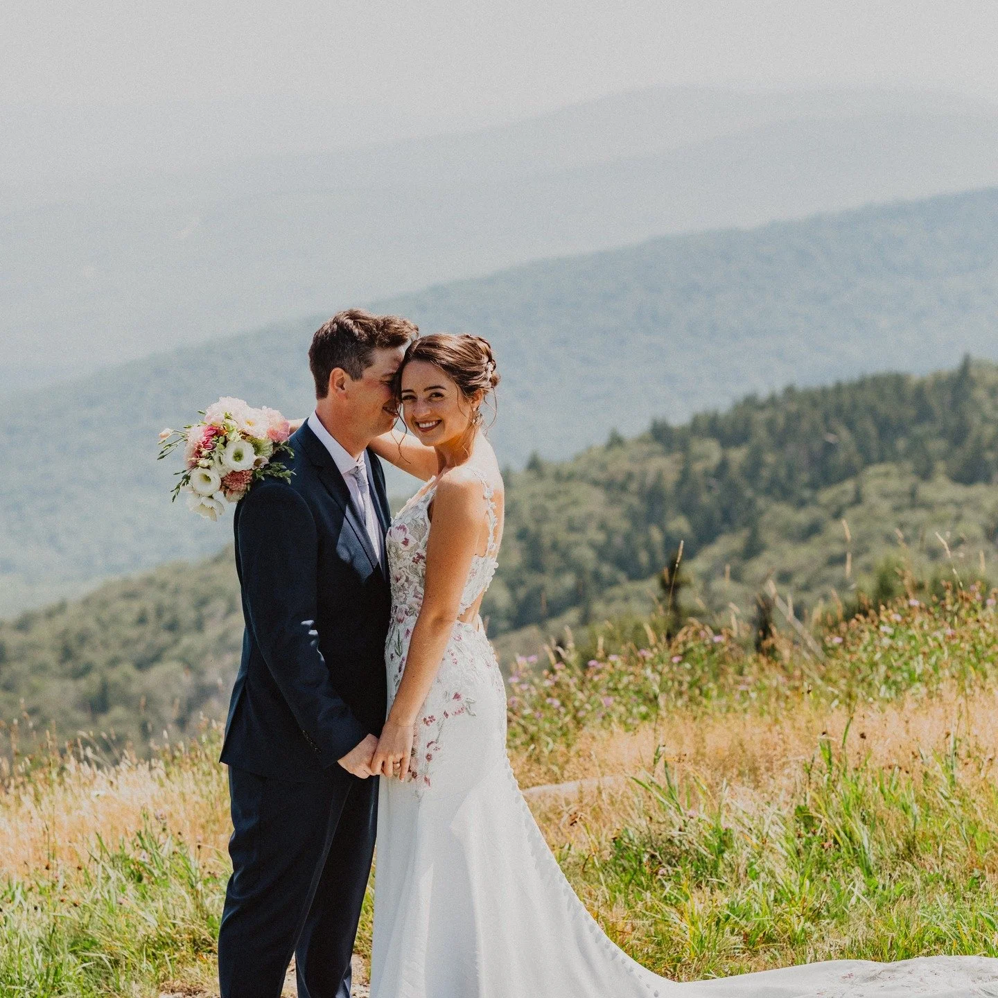 The couple, the beautiful floral details of her gown, the Vermont grown flowers in her wedding bouquets and this background-simply stunning!

Venue: @okemomtn 
Photographer: @corinneryanphoto 
Florals: @gladfarmvt