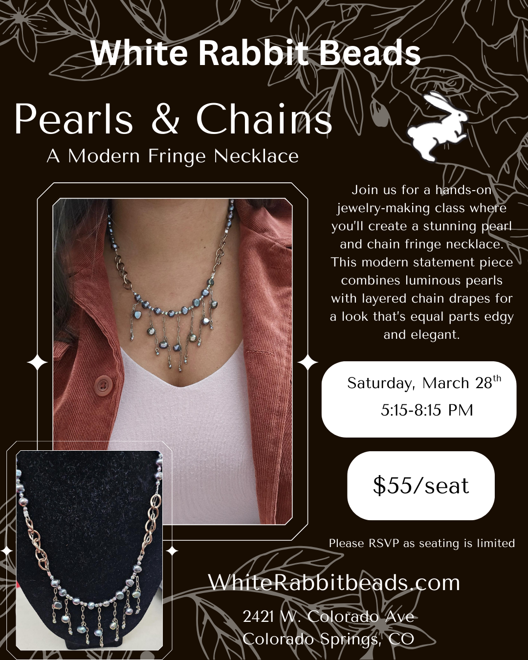 White Rabbit Beads Pearls & Chains Necklace Class