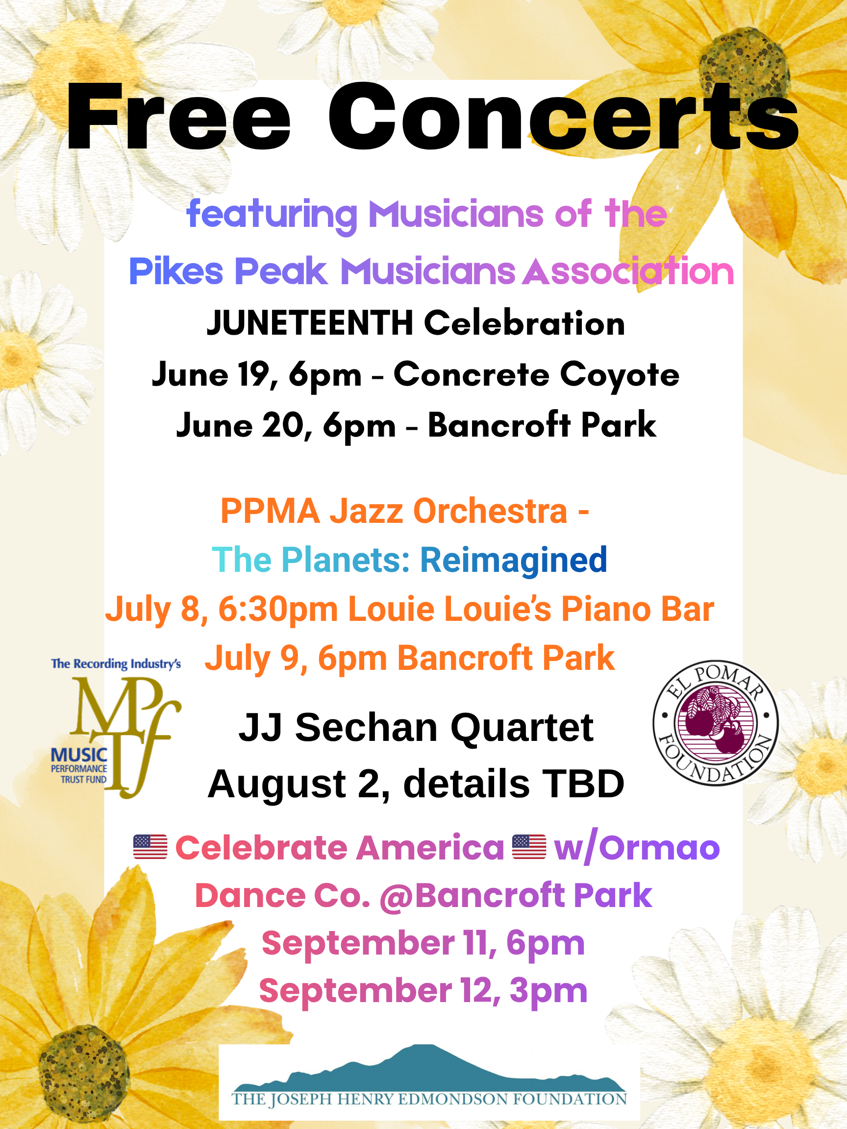 Free Concerts featuring Musicians of the Pikes Peak Musicians Association