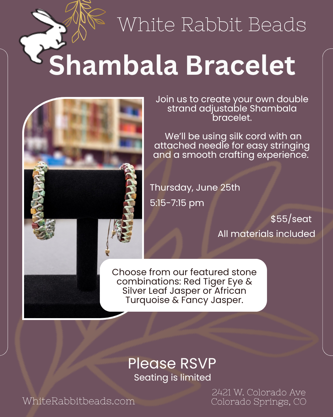 White Rabbit Beads Shambala Bracelet at White Rabbit Beads — events event in Colorado Springs on June 25, 2026