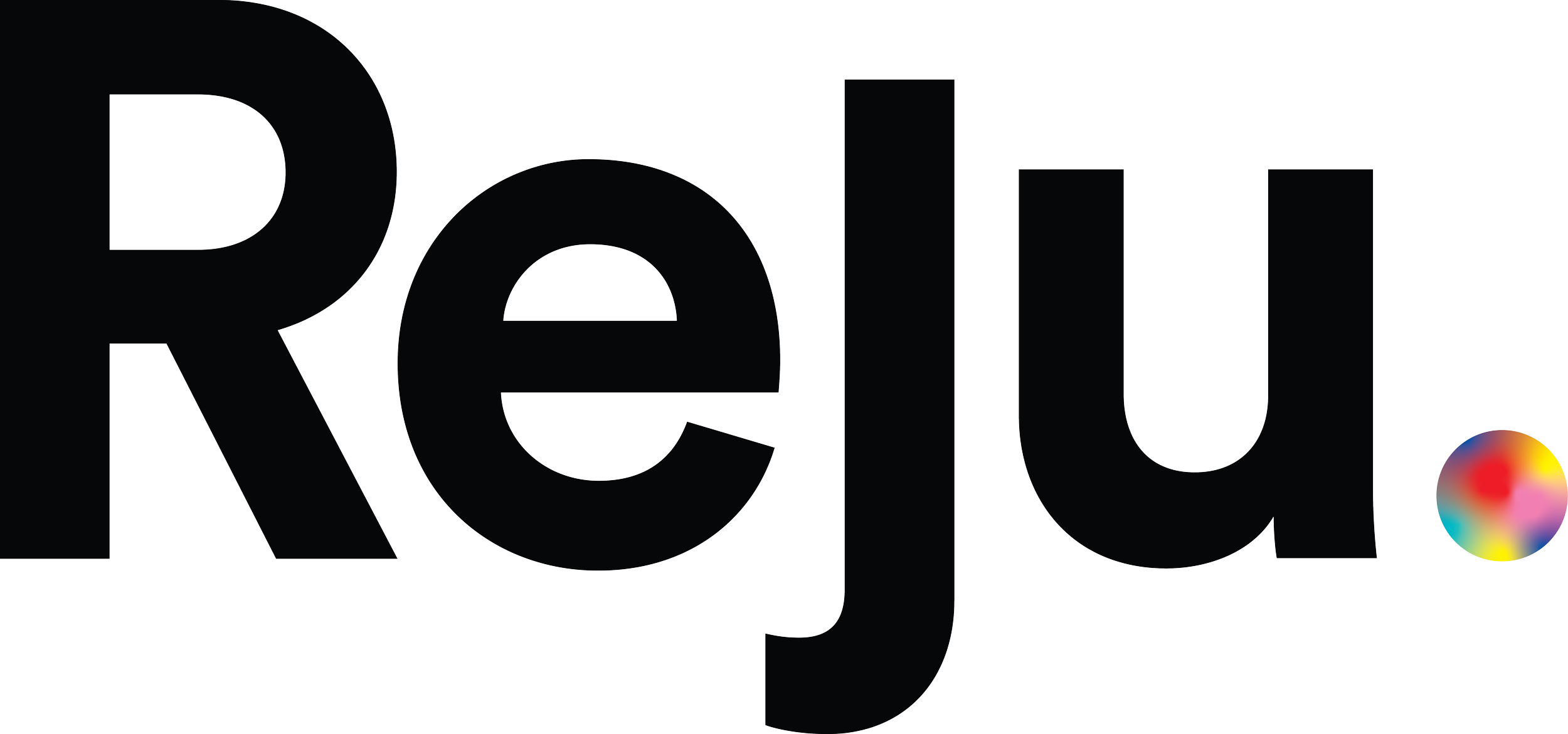 The word 'Rei' in large black 3D letters with colorful blurred circle at the end.