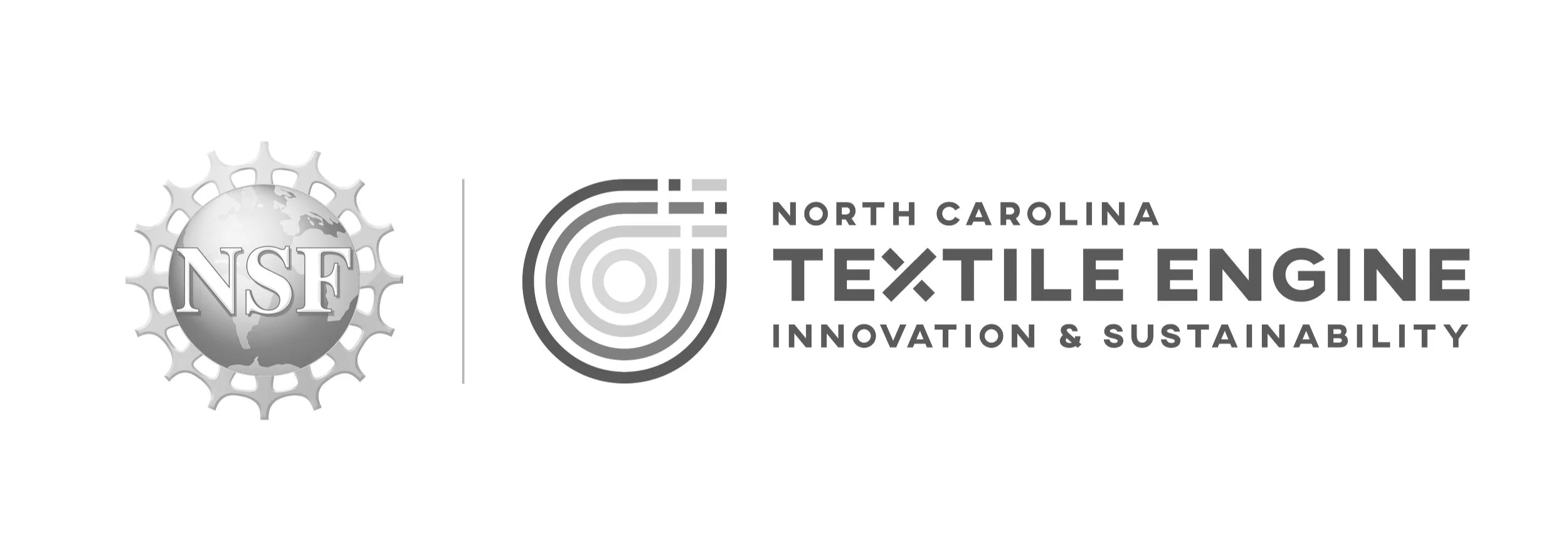 Logo of the North Carolina Textile Engine with NSF badge and text 'Innovation & Sustainability' in grayscale