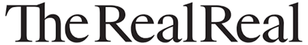 Logo with the text 'TheRealReal' in black font on a white background.