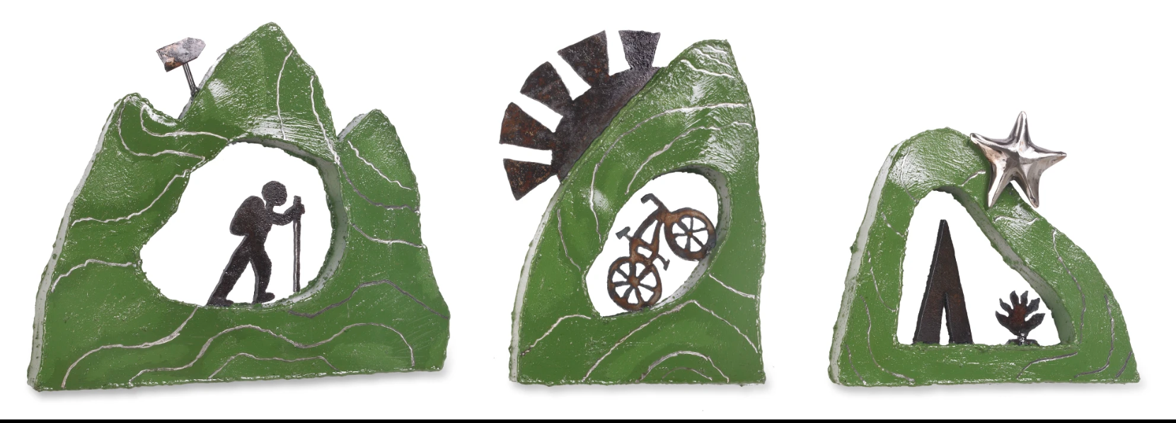 I’m drawn to how this piece turns landscape into structure, I love that the reclaimed metal gives it grit, and the carved lines keep it quietly contemplative.