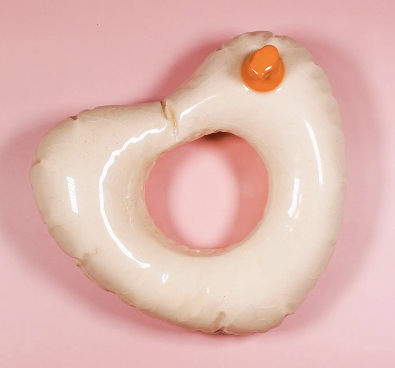 This piece seriously  tugs at my imagination; porcelain where you expect buoyancy, function transformed into something quietly irreverent.