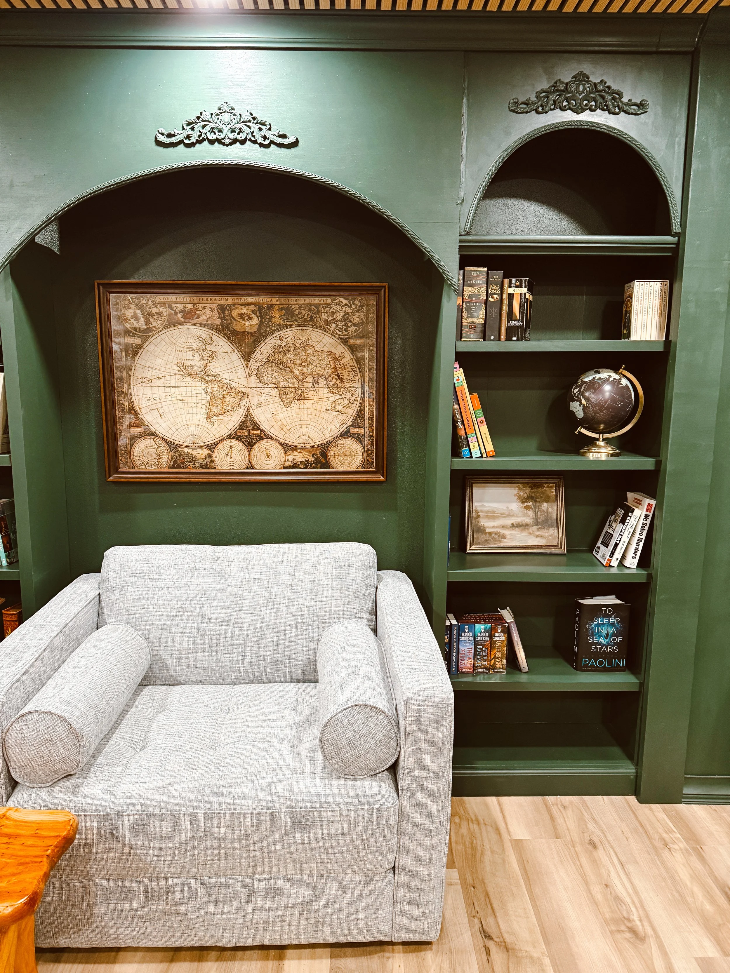 vintage green library room