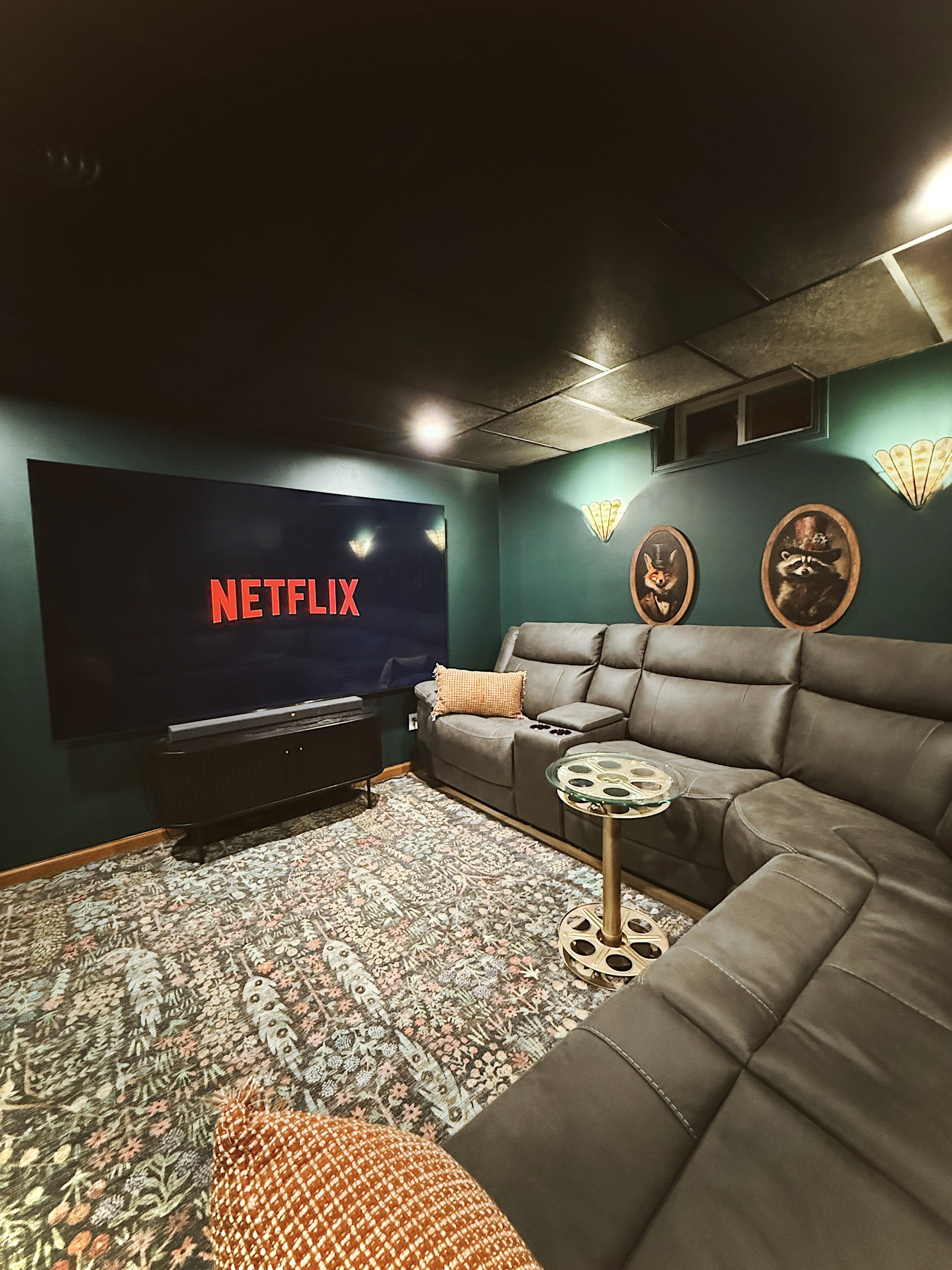 movie theater in home with huge TV