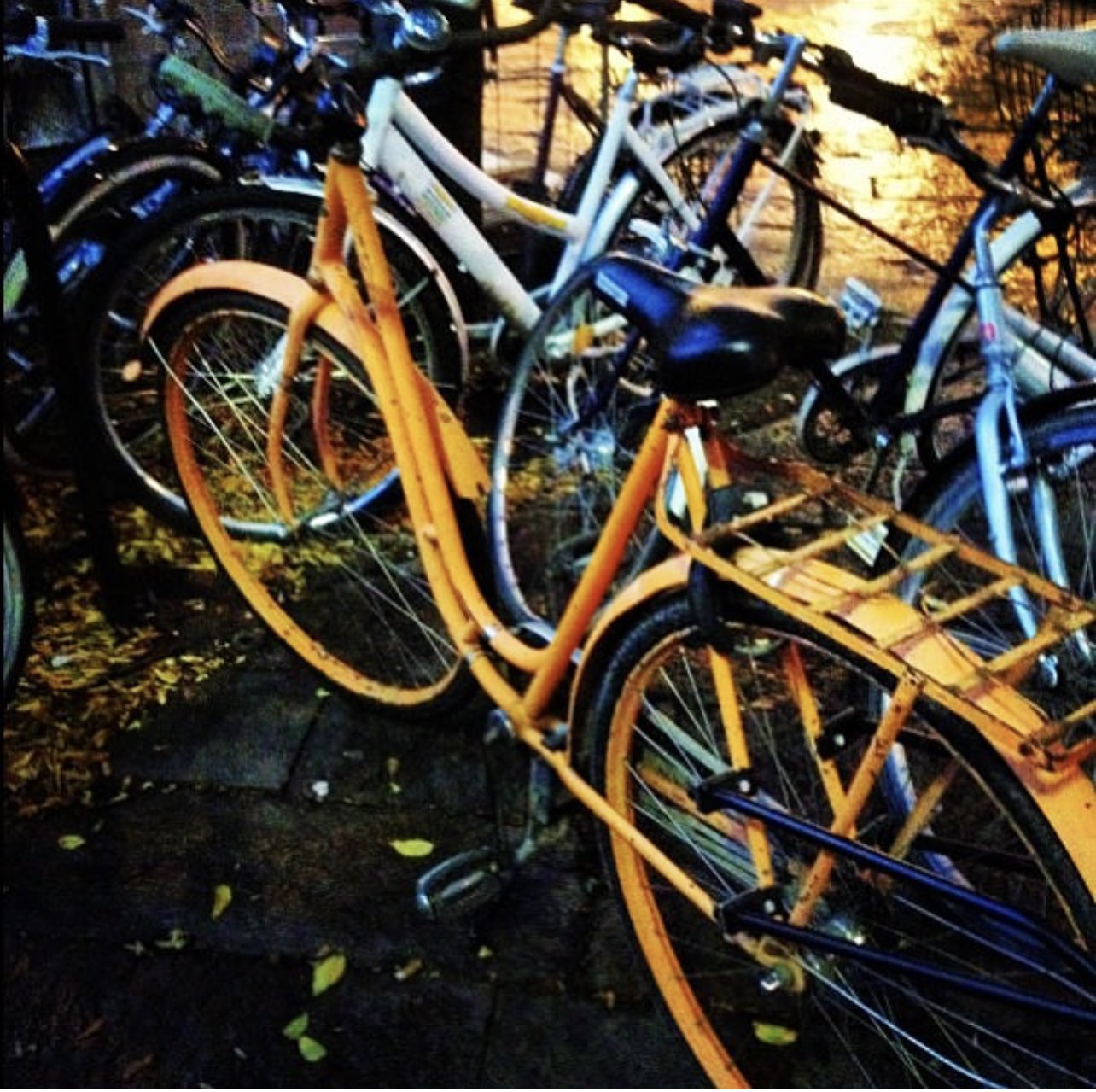 ÖSTERMALMS TORG. STOCKHOLM. SUNSHINE BIKE. AUTUMN RAIN.