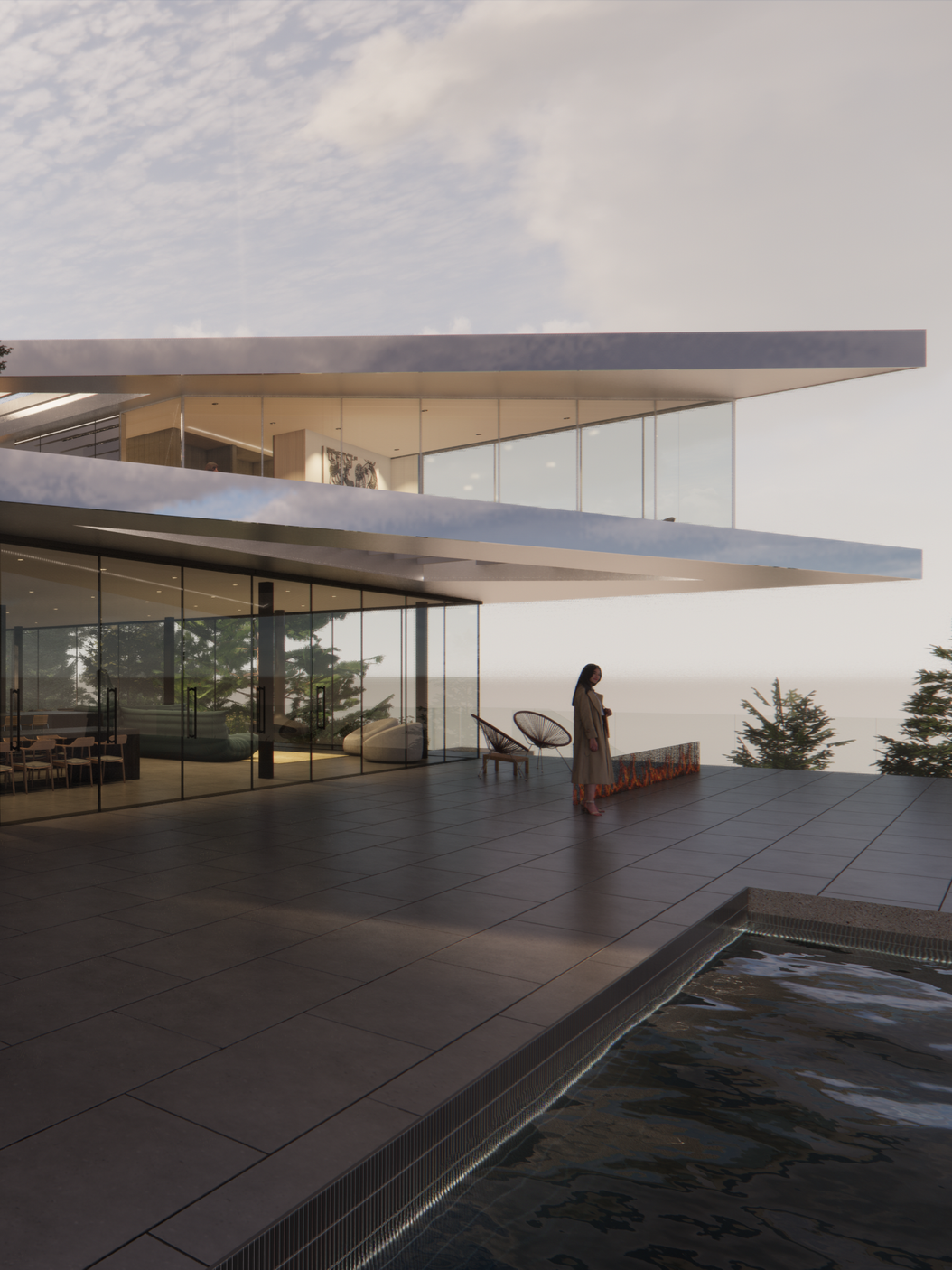 Modern oceanfront luxury home in North Vancouver by X Architecture. Dramatic cantilevered design with floor-to-ceiling glass and seamless indoor-outdoor ocean views.