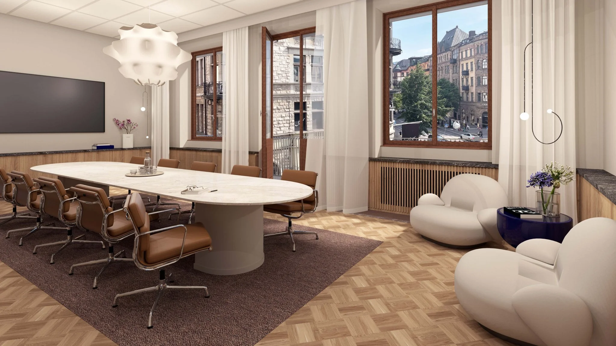 Grev Thureplan in Stockholm by Studio Navet and KLS Arkitekter — renovated interior of a preserved marble-façade building for Vasakronan.