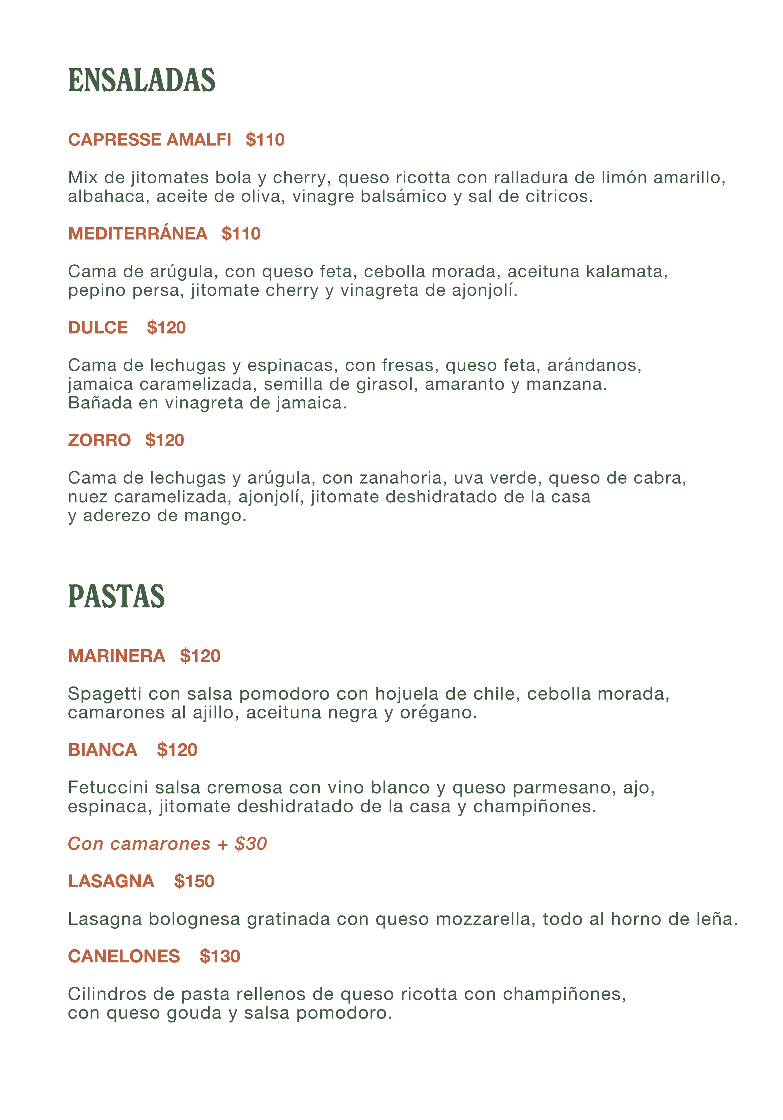 Menú — La Buca