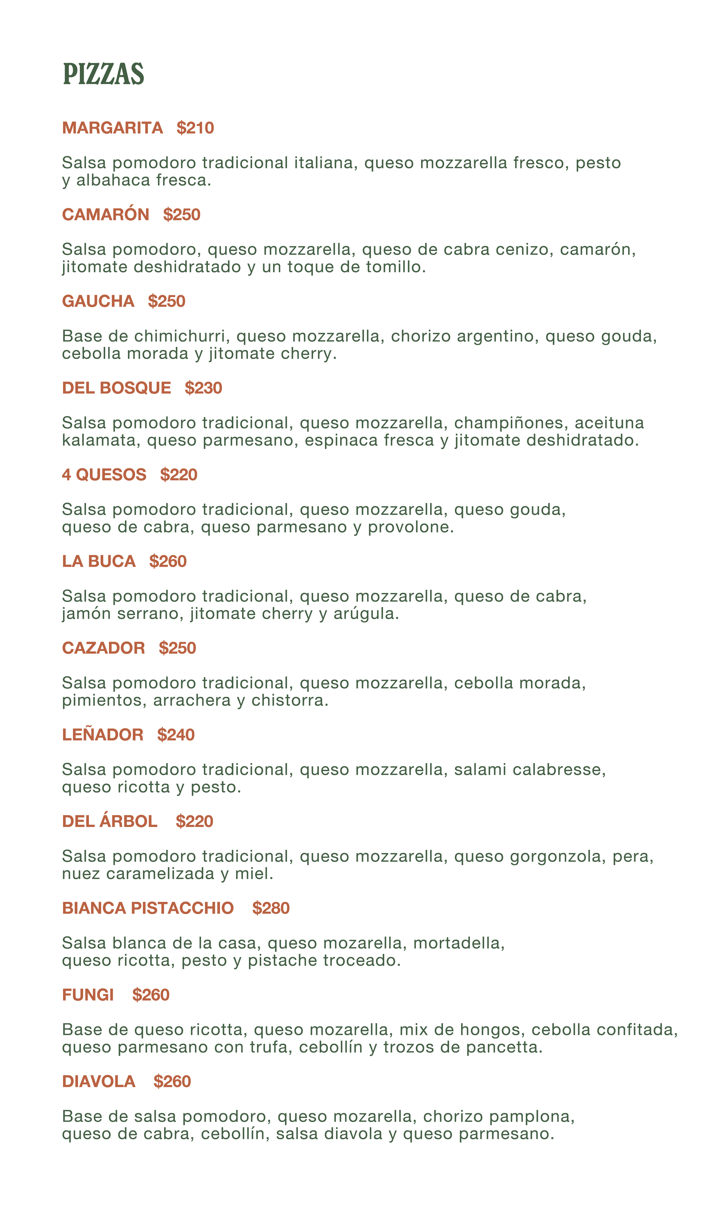 Menú — La Buca