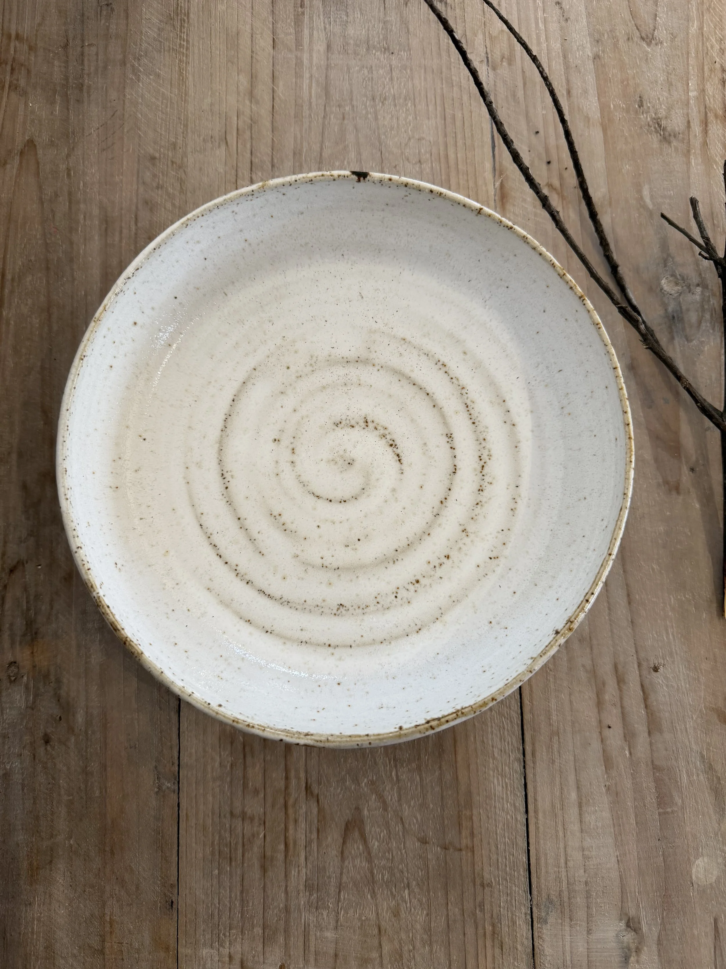 Rustic White Flat Bowl