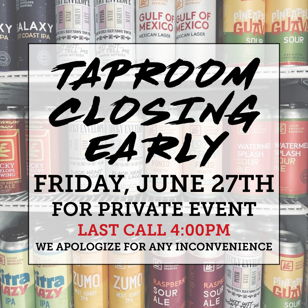 Taproom Closing Early